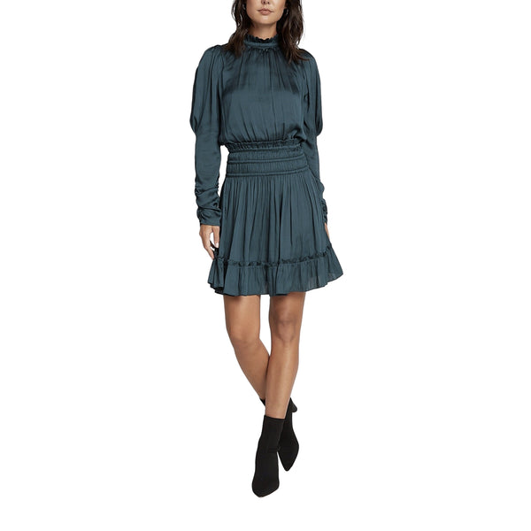 Long Sleeve Elastic Waist Midi Dress