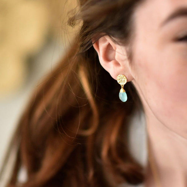 Kate Gemstone Drop Earrings by Azuni