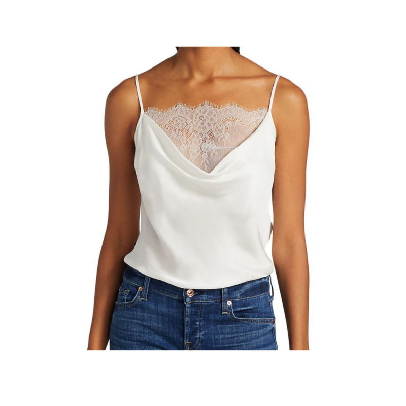 Lace Cowl Cami In White by 7 For All Mankind