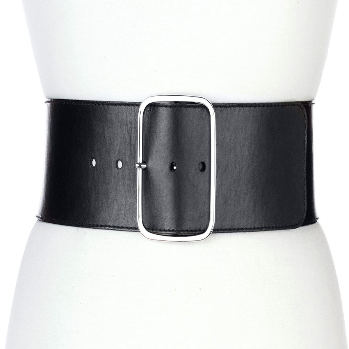 NWT BRAVE Leather Mananas Belt Brave Leather Daphne Double Buckle Black Leather Belt  main image 2